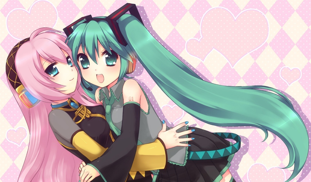 Аниме девочки обнимаются