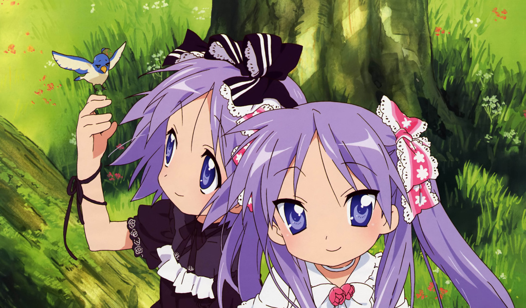 Две девочки с птичкой