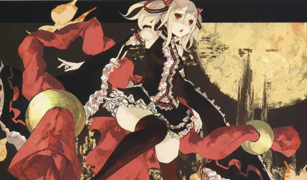 Аниме девушка в черном платье