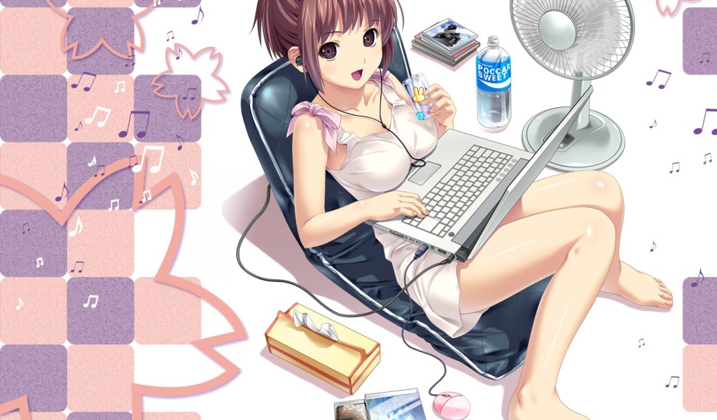 Аниме девочка с компьютером
