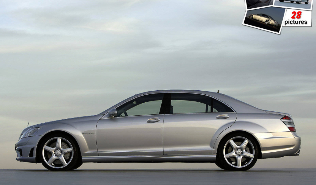 Серебряный Mercedes-Benz S65 AMG со стороны