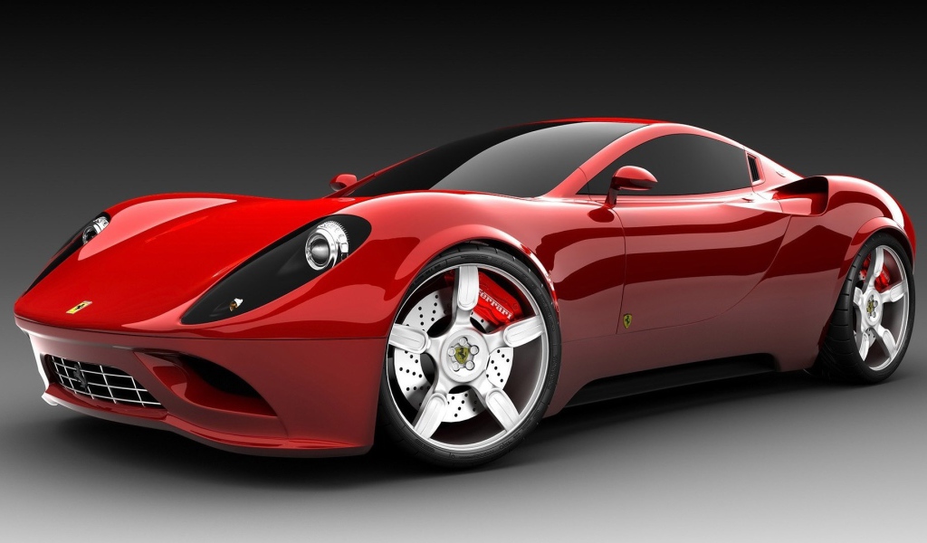 Красный спортивный автомобиль с белыми колесами