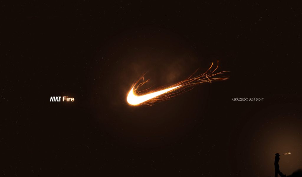 Nike логотип в огне