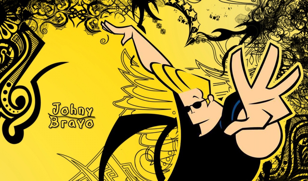 Джонни Браво на желтом фоне
