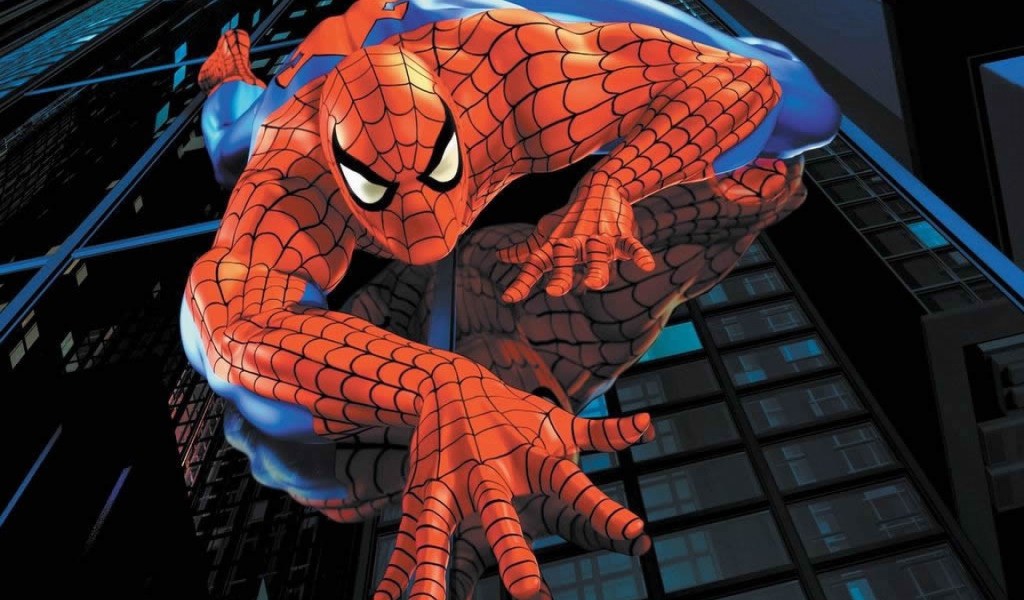 Человек-паук лезет на здания