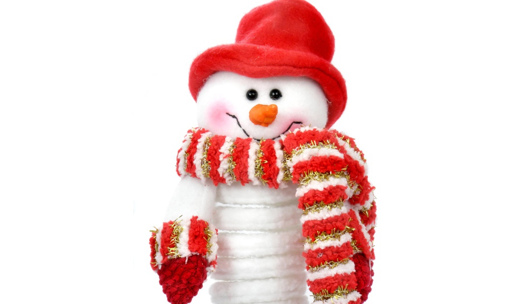 Счастливый снеговик на белом фоне на рождество