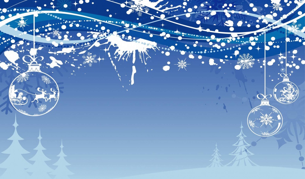 Красивая картинка в синих цветах на рождество