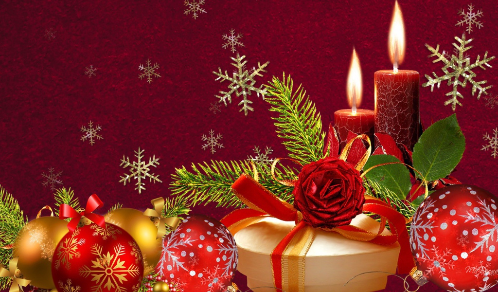Красивая картинка в красных цветах на рождество