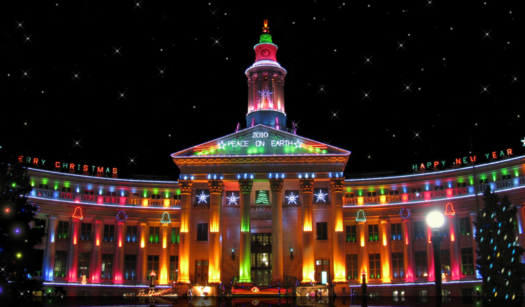 Украшенное здание на рождество