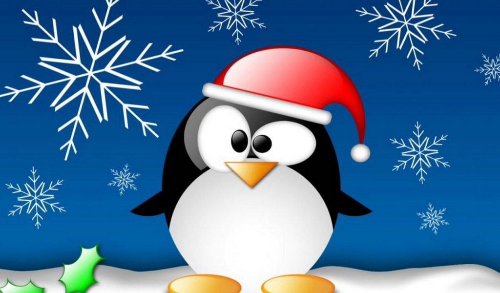 Смешной пингвин на рождество