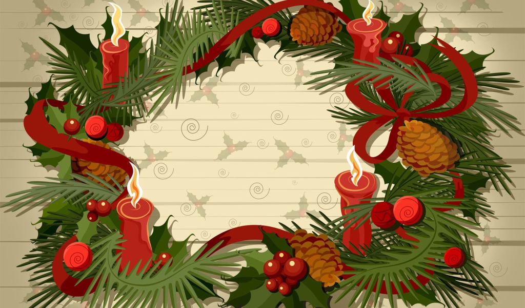 Нарисованный венок на рождество