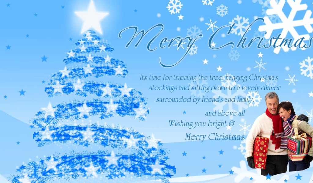 Пожелание на рождество, голубой фон