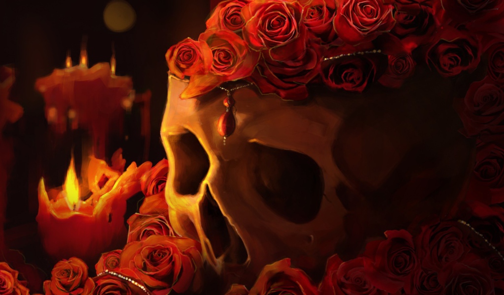 Череп с розами