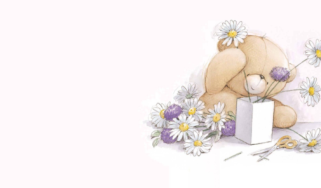 Мишка с цветами