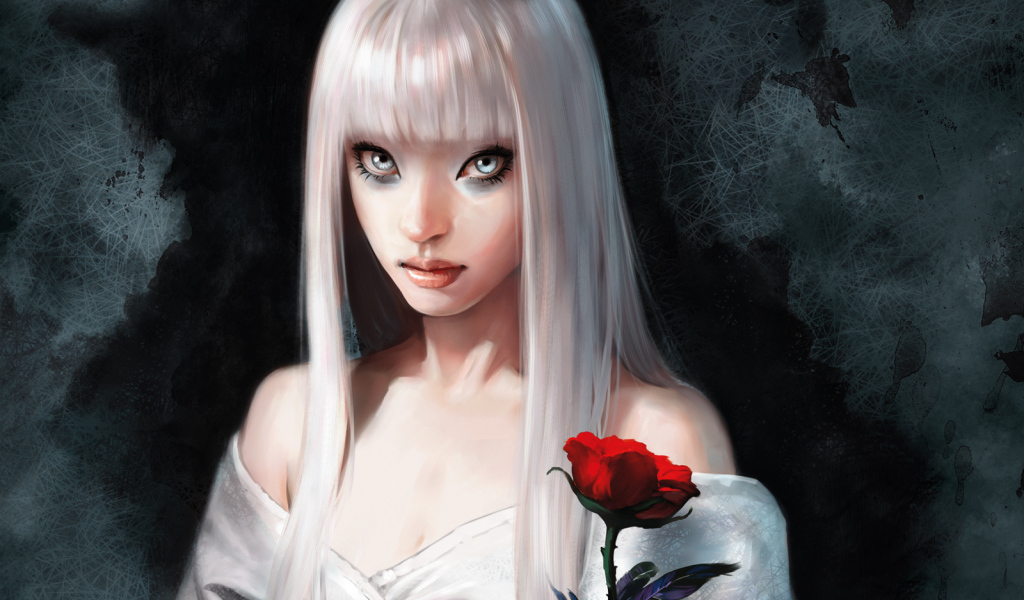 Портрет с красной розой