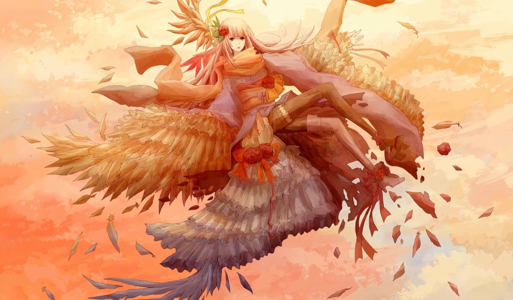 Аниме девочка в фантастическом платье