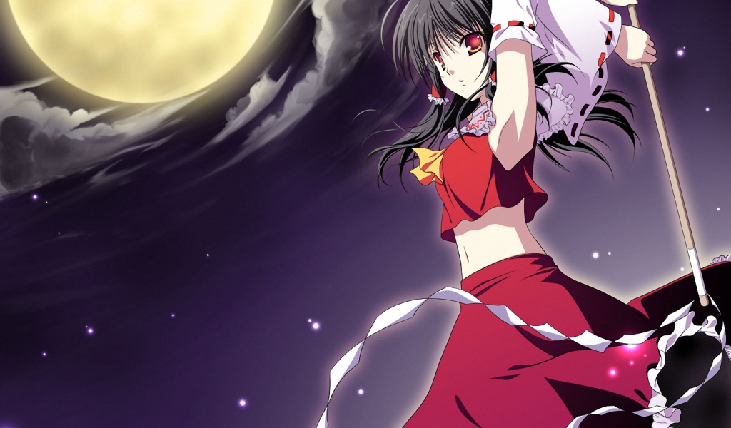 Девушка под большой луной