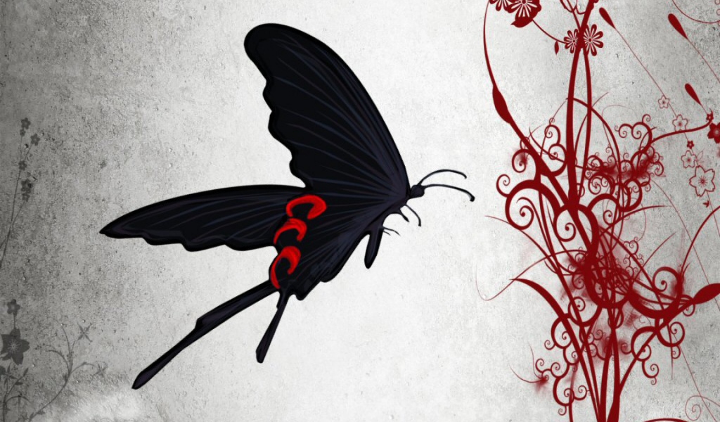 Абстракция с черной бабочкой
