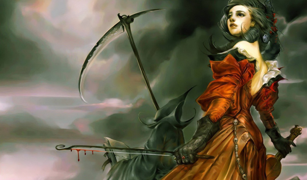 Смерть с косой и девушка со скрипкой