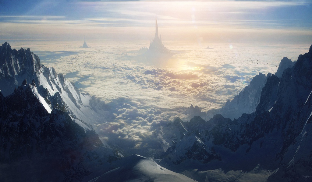 Фантастический пейзаж с облаками