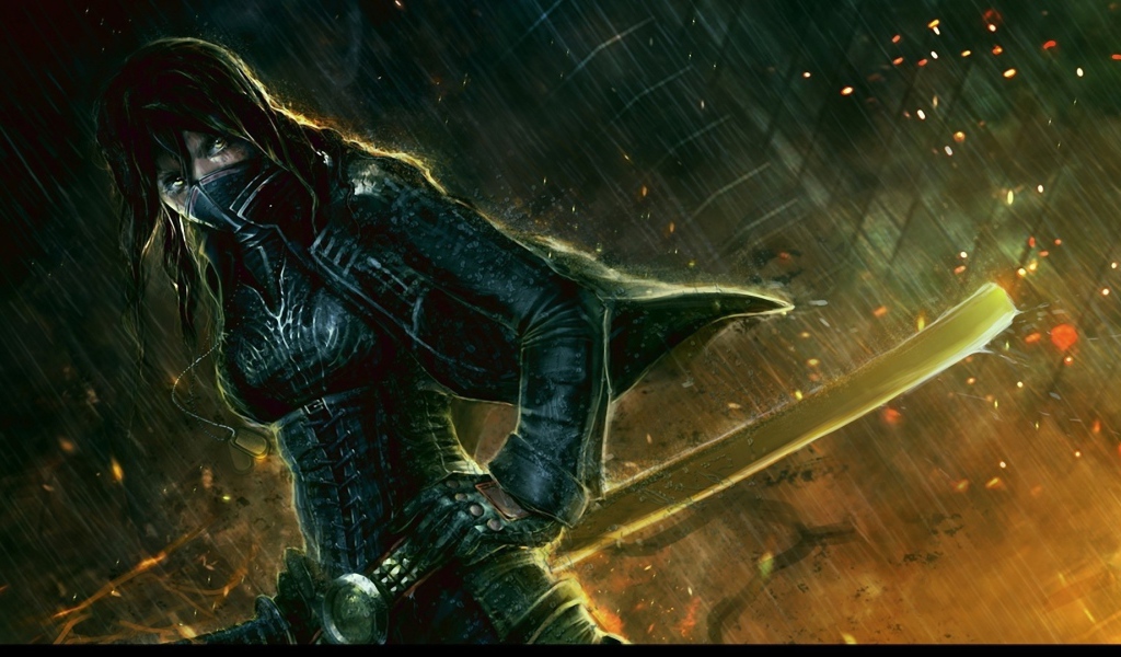 Рисунок девушка с мечем