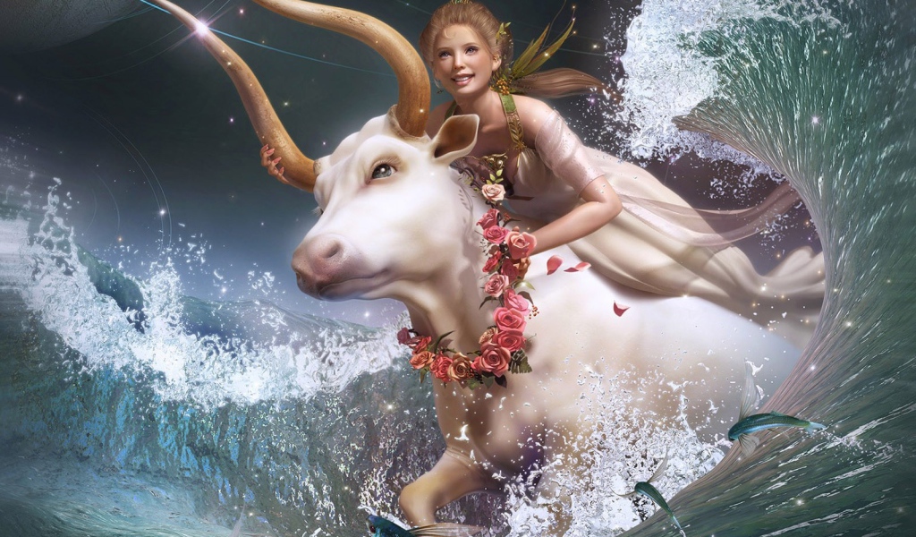 Девушка на белой корове