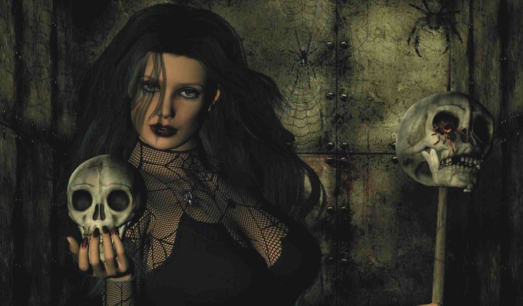 Девушка с черепом