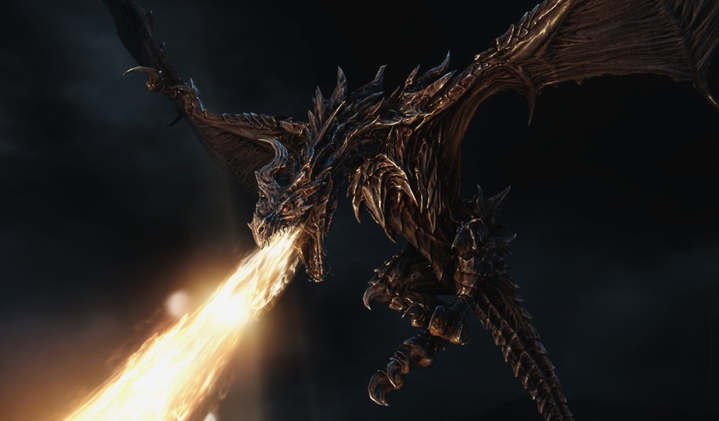 Дракон извергает огонь