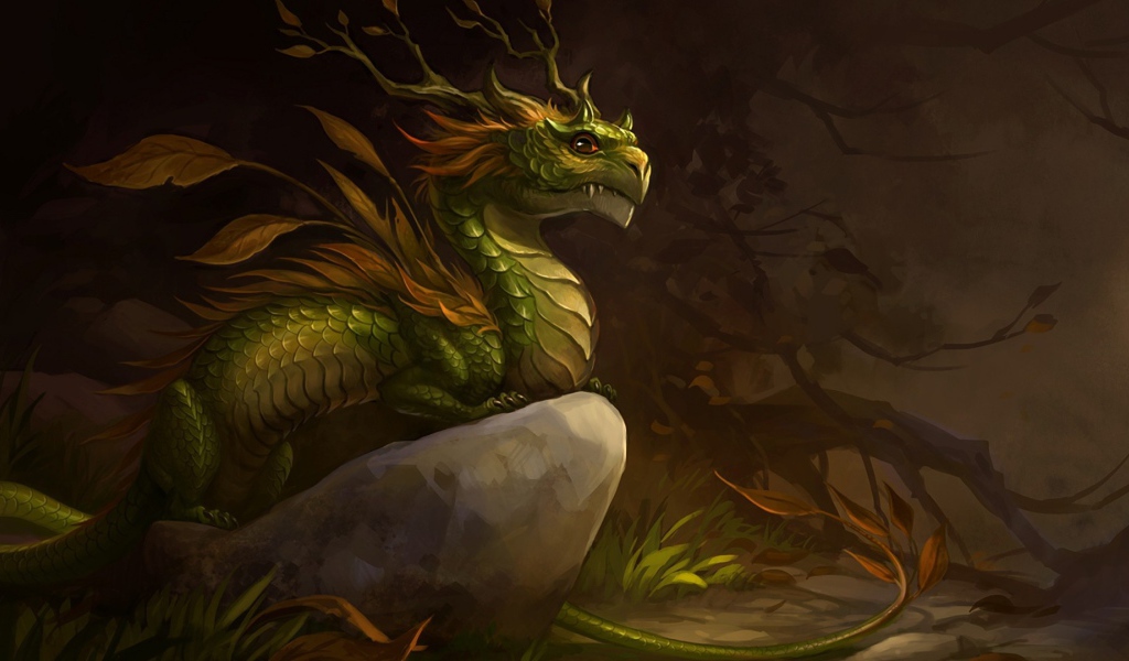 Дракон с листьями