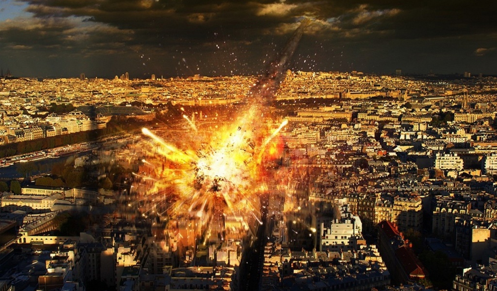 Падение метеорита на город