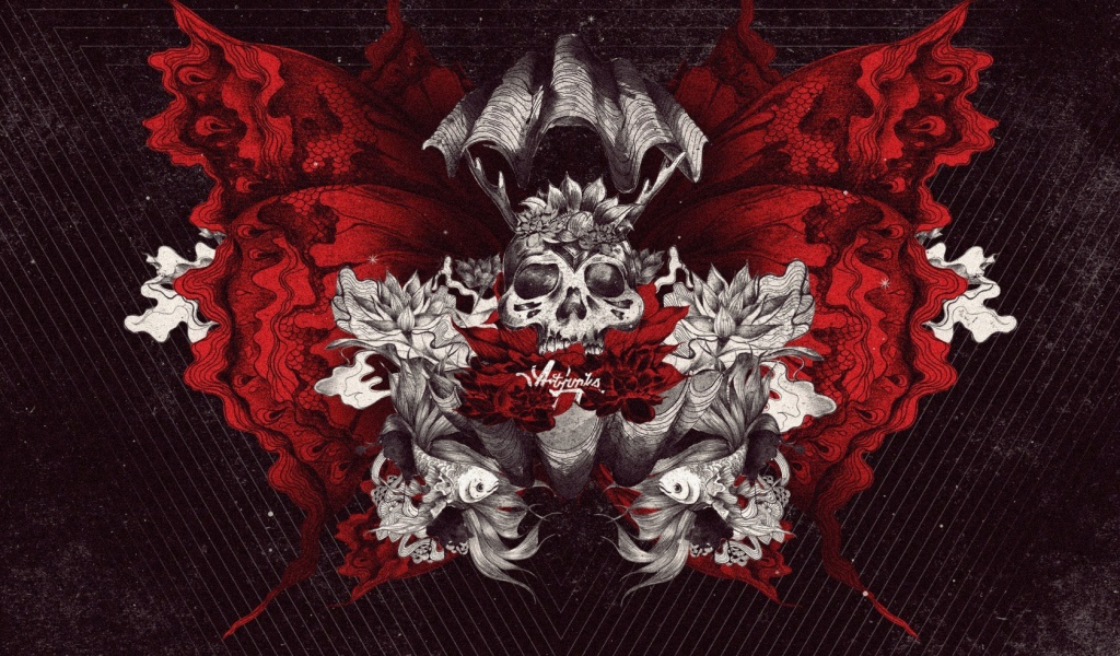 Фантазия с рыбами и черепом