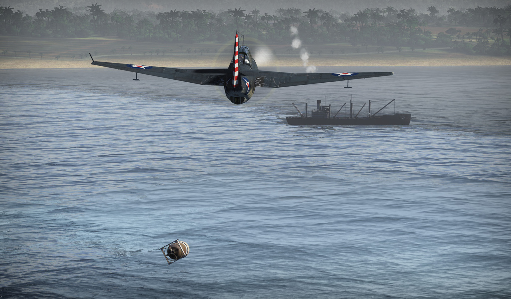 War Thunder самолет направляется к судну