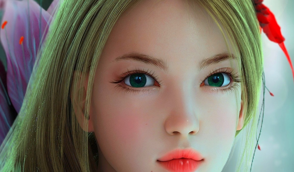 Блондинка с оранжевыми губами