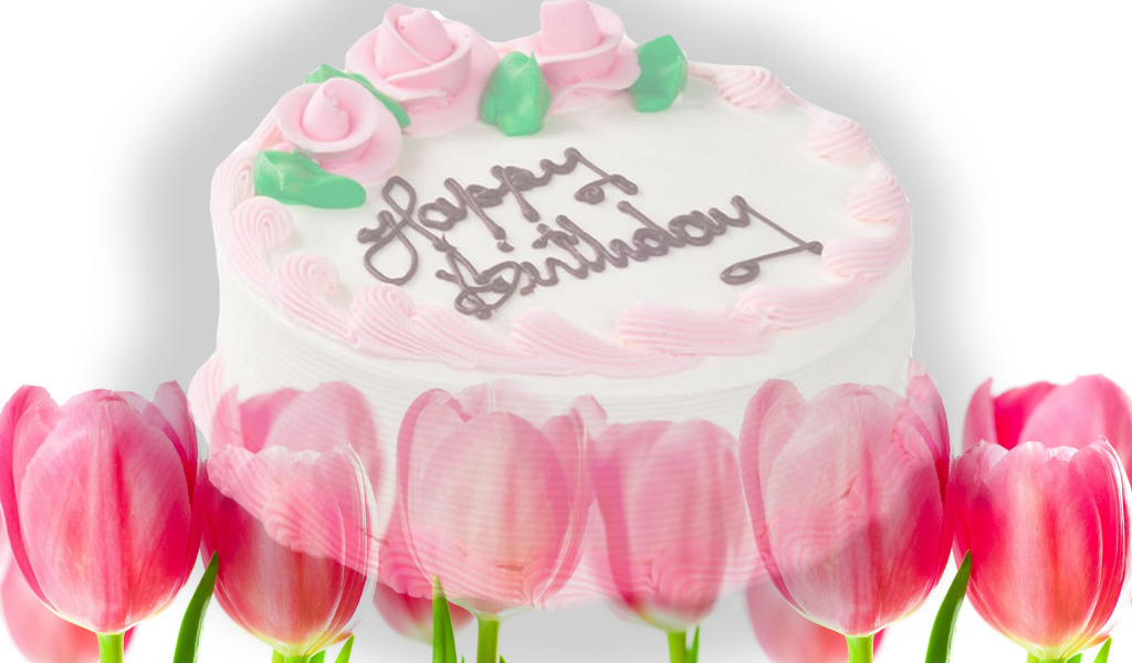 Торт с тюльпанами на день рождения