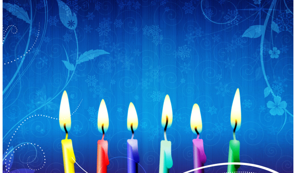 Свечи на день рождения, синий фон