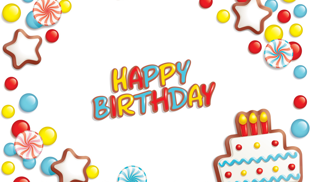 Весёлая картинка на день рождения, белый фон