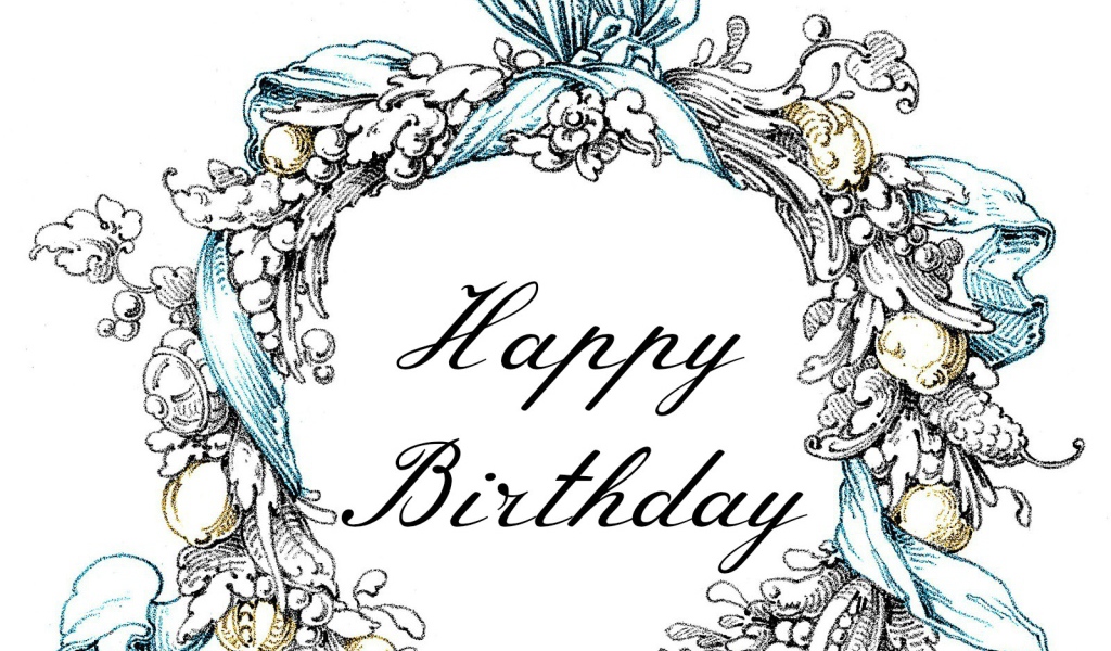 Поздравительная картинка на день рождения, белый фон