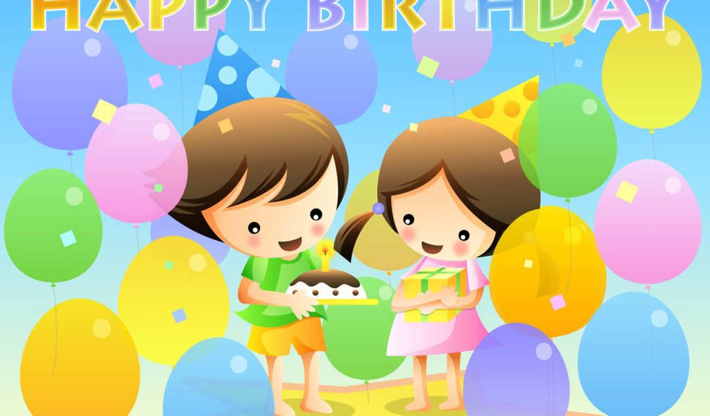 Счастливые дети на день рождения