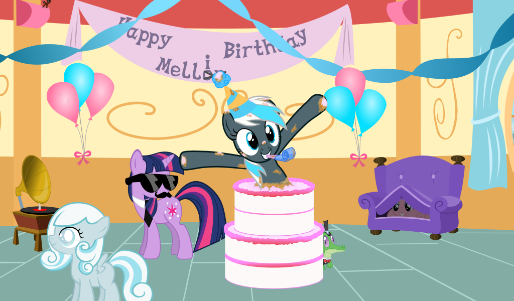 Счастливая пони на день рождения