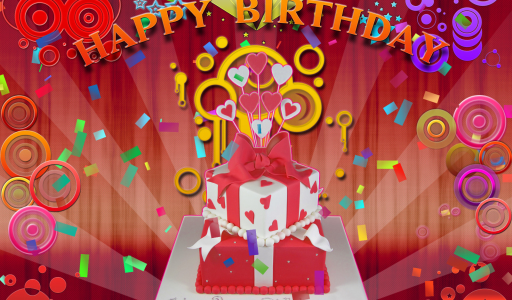 Разноцветная красивая картинка на день рождения
