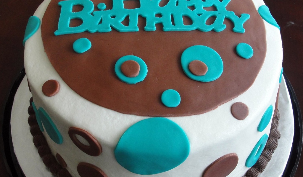 Бирюзовый и шоколадный торт на день рождения