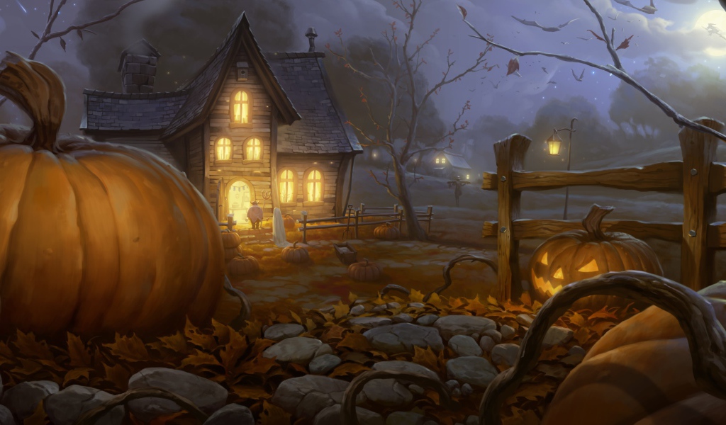 Хэллоуин страшный сад и дом