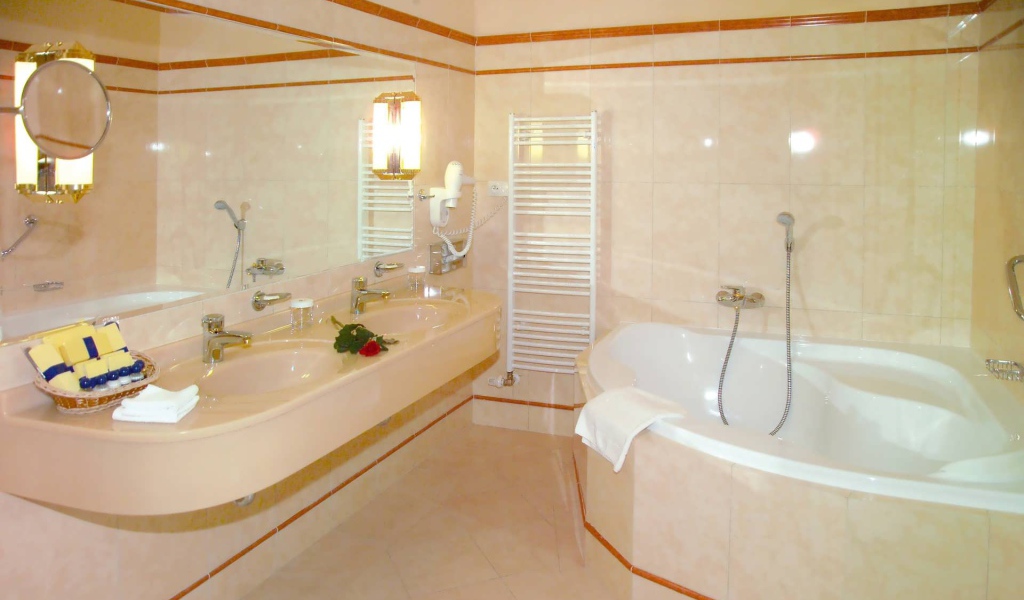 Interior creamy bathroom