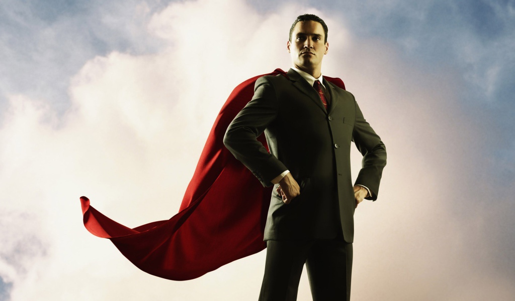 Мужчина в красном плаще