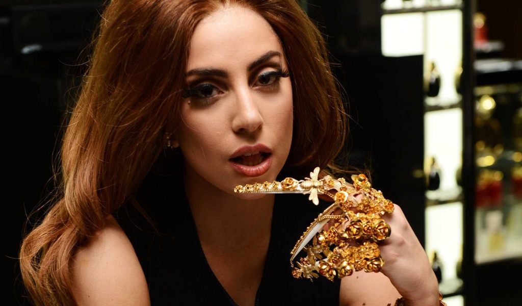 Singer Lady Gaga with brown hair
