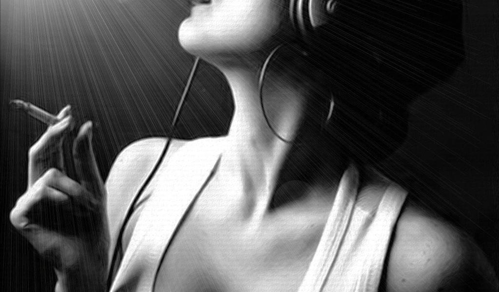 Слава с сигаретой слушает музыку