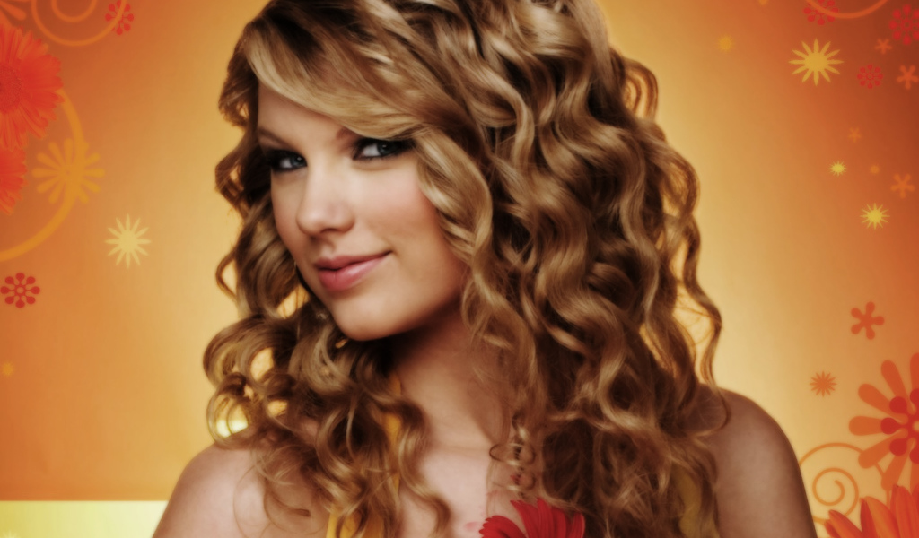 Taylor Swift в оранжевом фоне