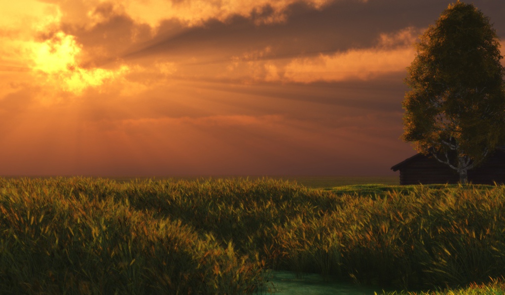 Солнечные лучи сквозь облака