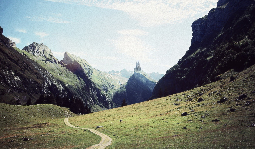 Горный ландшафт с дорогой