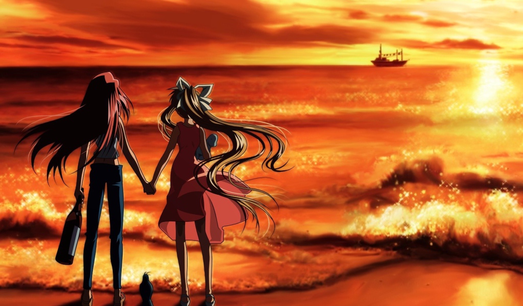 Две девочки на берегу моря